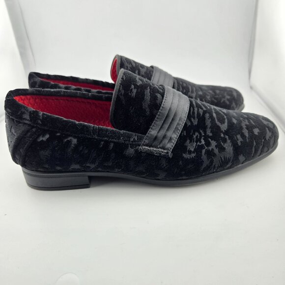 Robert David Varro II Kids 5M Black Velvet Heeled Dress Shoes Slip-On Formal - Picture 4 of 11